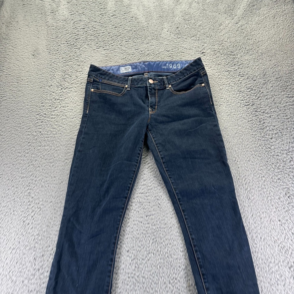 Gap Jeans Womens 10 Blue Cotton Denim Skinny Workwear Faded Dark Wash Stretch - Picture 2 of 10